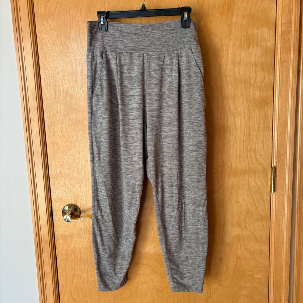 Vuori Performance Jogger Women Large Gray Heathered Pleated High Rise Pants